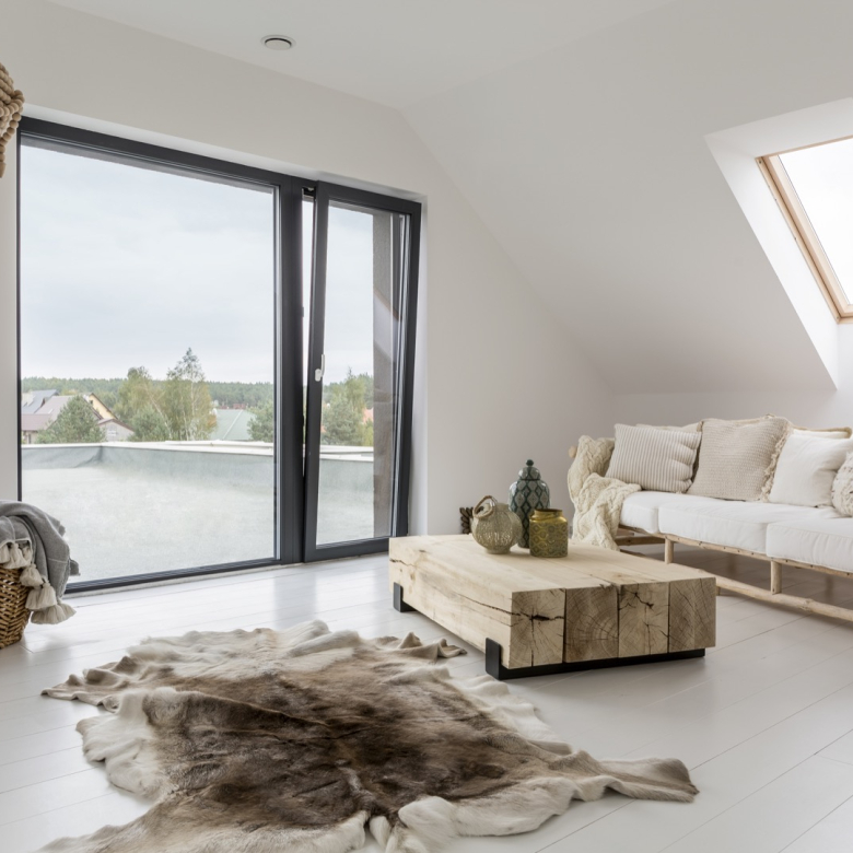 attic room with balcony
