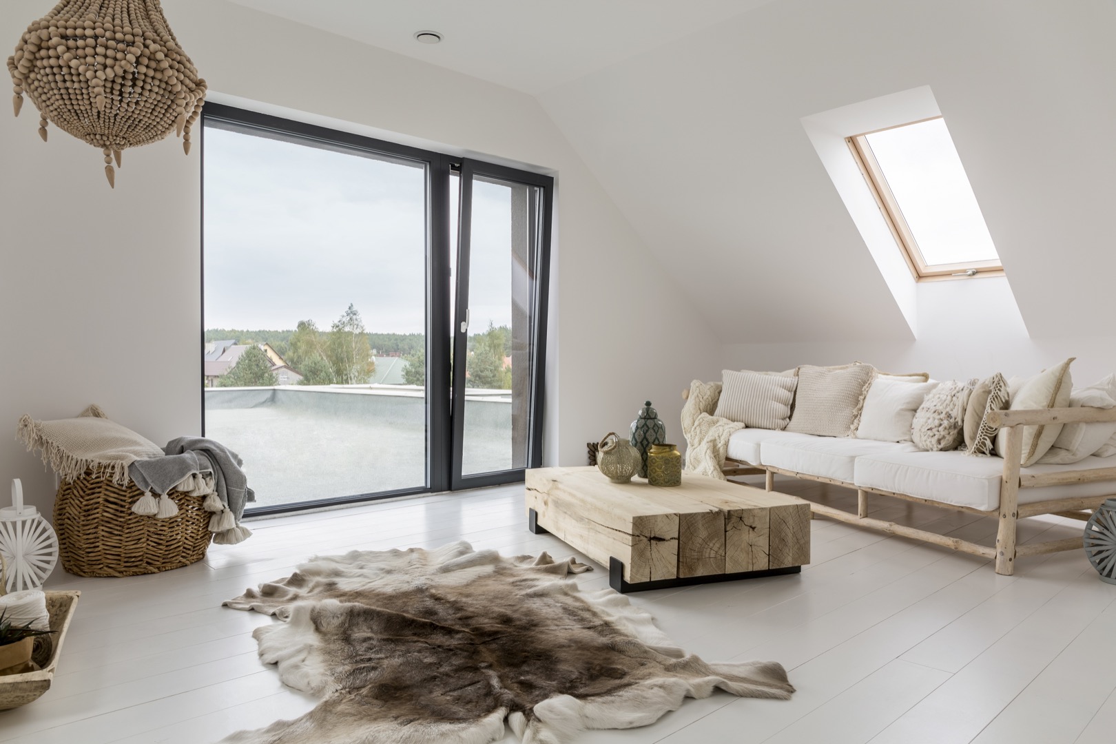 attic room with balcony