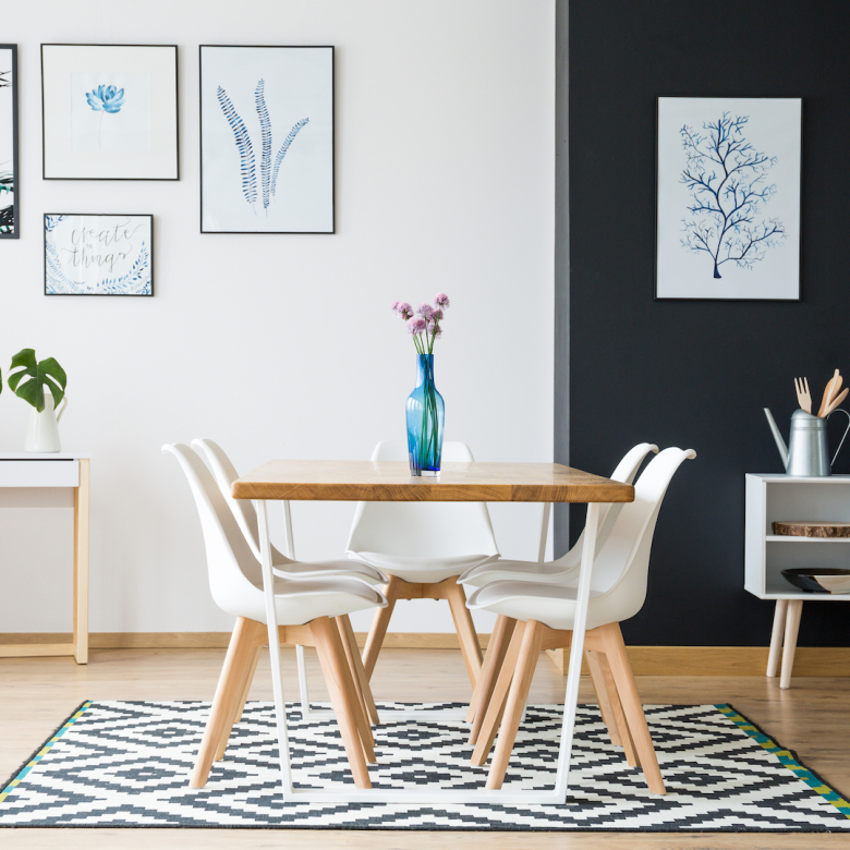 table standing on carpet