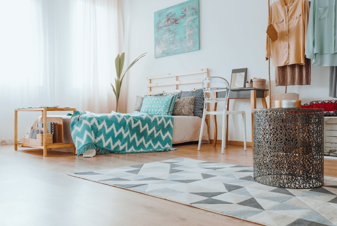 small table on the rug