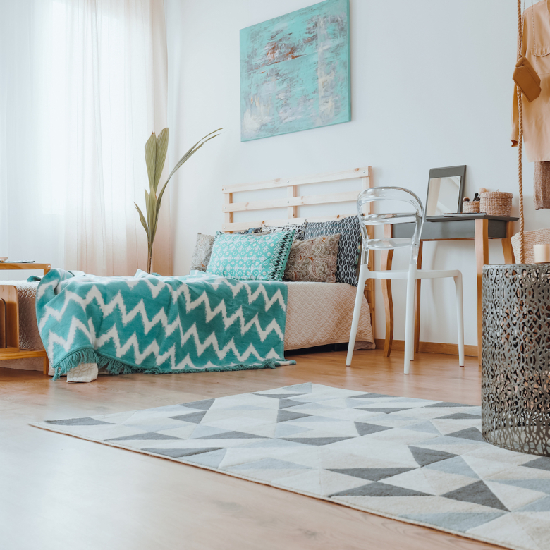 small table on the rug