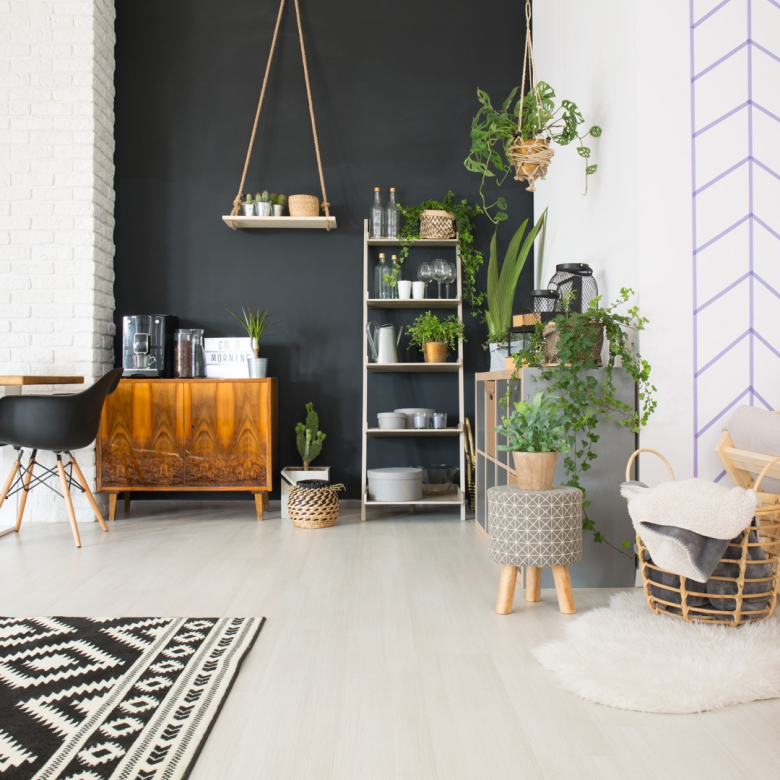 modern black and white loft