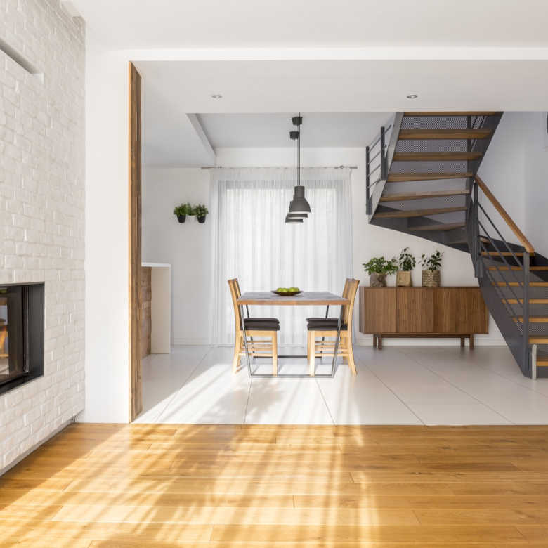 modern apartment with staircase