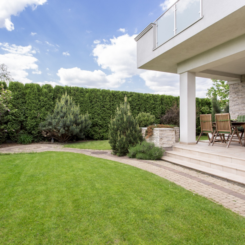 modern house with beauty garden
