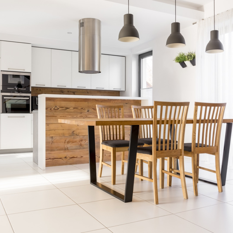 new white kitchen with table